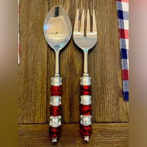 Pampered Chef beaded serving fork and spoon.